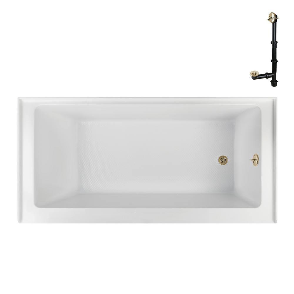 Streamline 66 in. x 32 in. Acrylic Right-Hand Drain Alcove Bathtub in Glossy White With External Drain