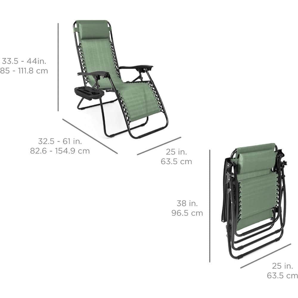Set Of 2 Adjustable Zero Gravity Patio Chair Recliners W/ Cup Holders