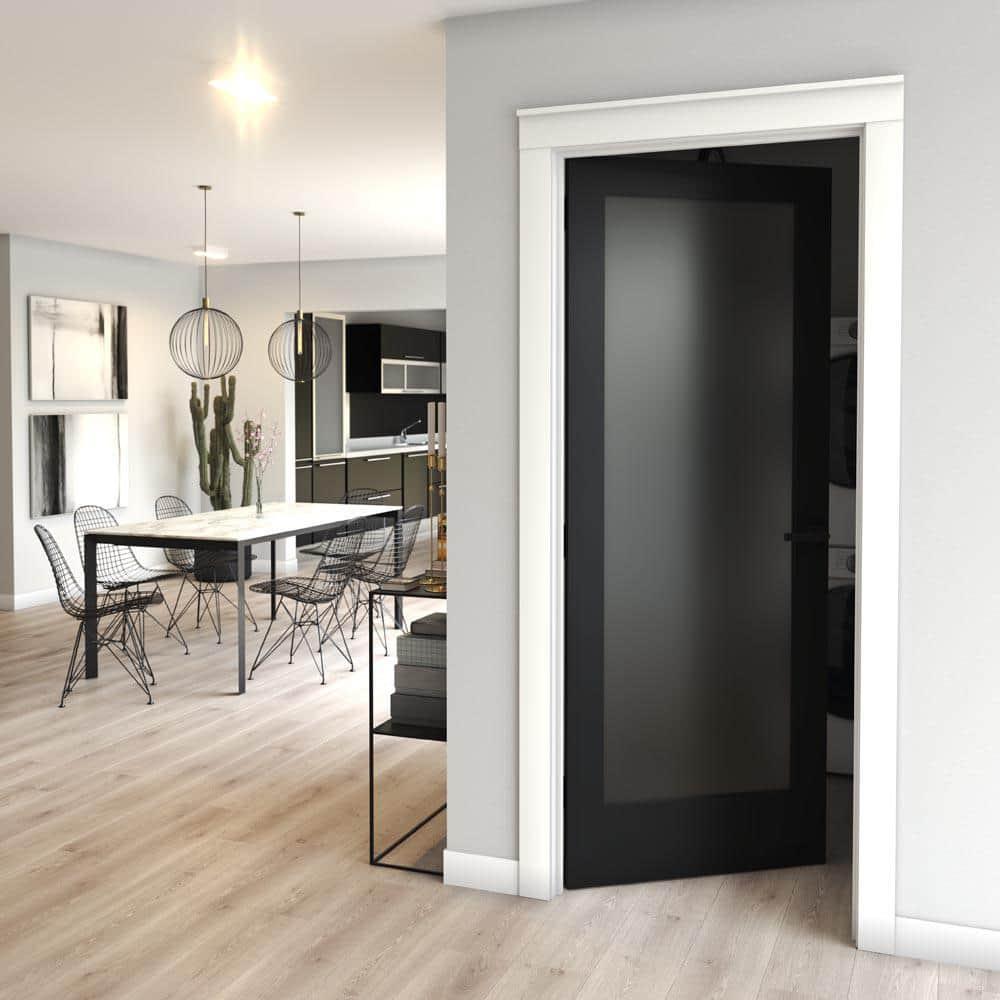 EightDoors Frosted Glass 1-Lite Wood Painted French Doors