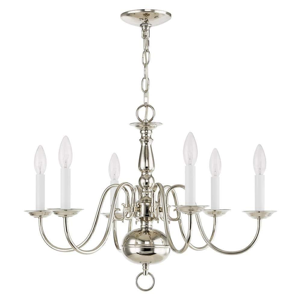 Livex Lighting Williamsburgh Chandelier in Polished Nickel