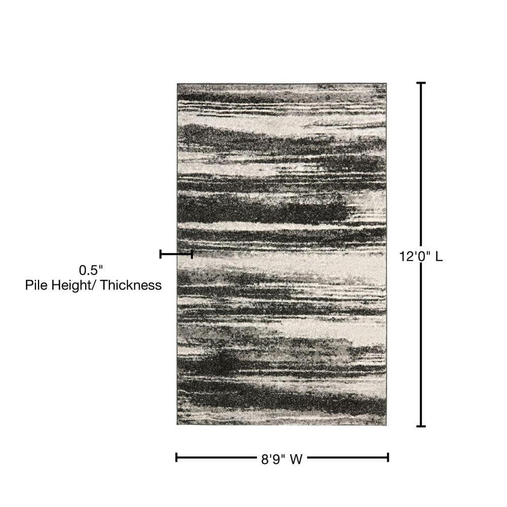 Retro Dark Grey and Light Grey 9' x 12' Shag Area Rug