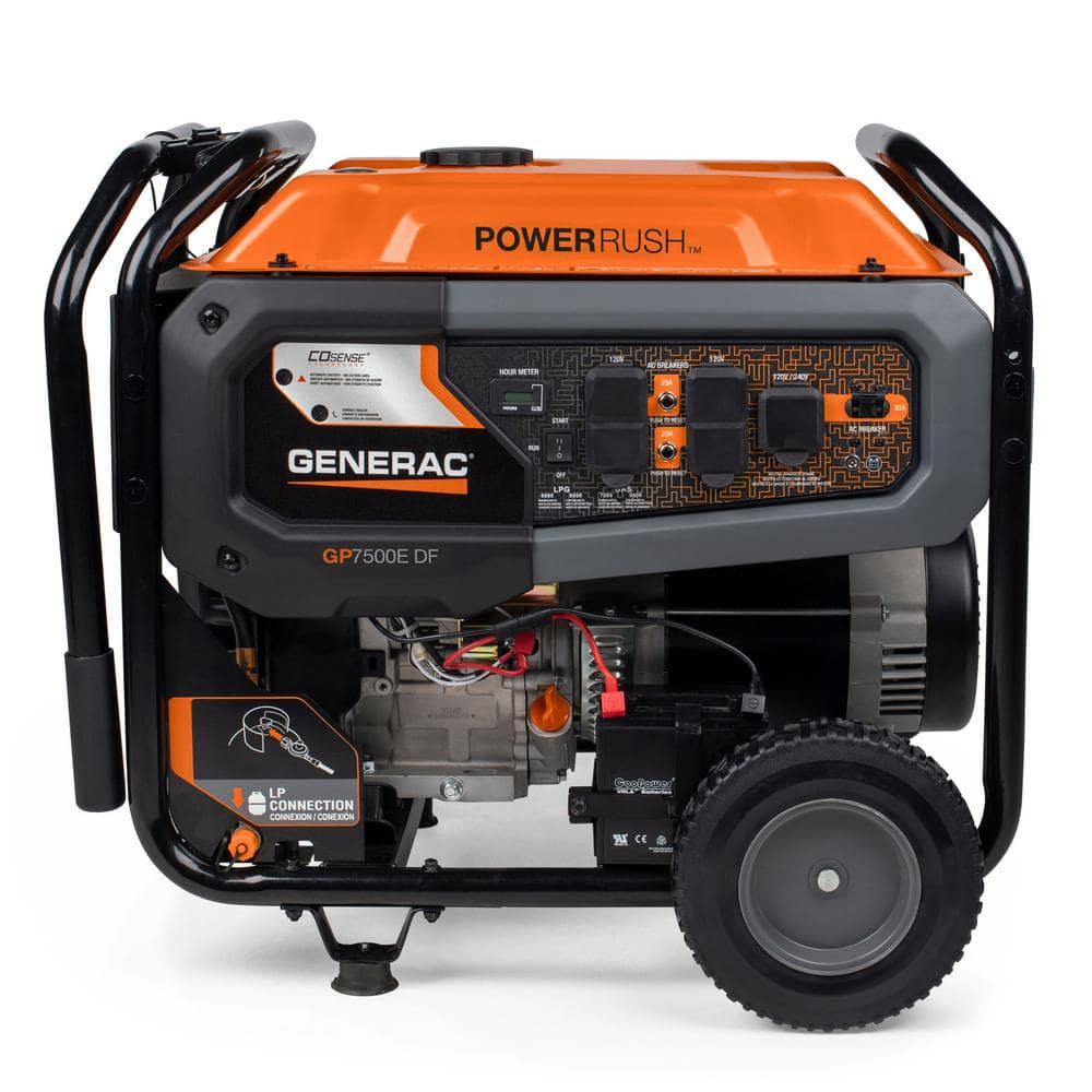 Generac 8011 GP7500E 7,500-Watt Dual-Fuel Compatible Portable Generator, 49-ST