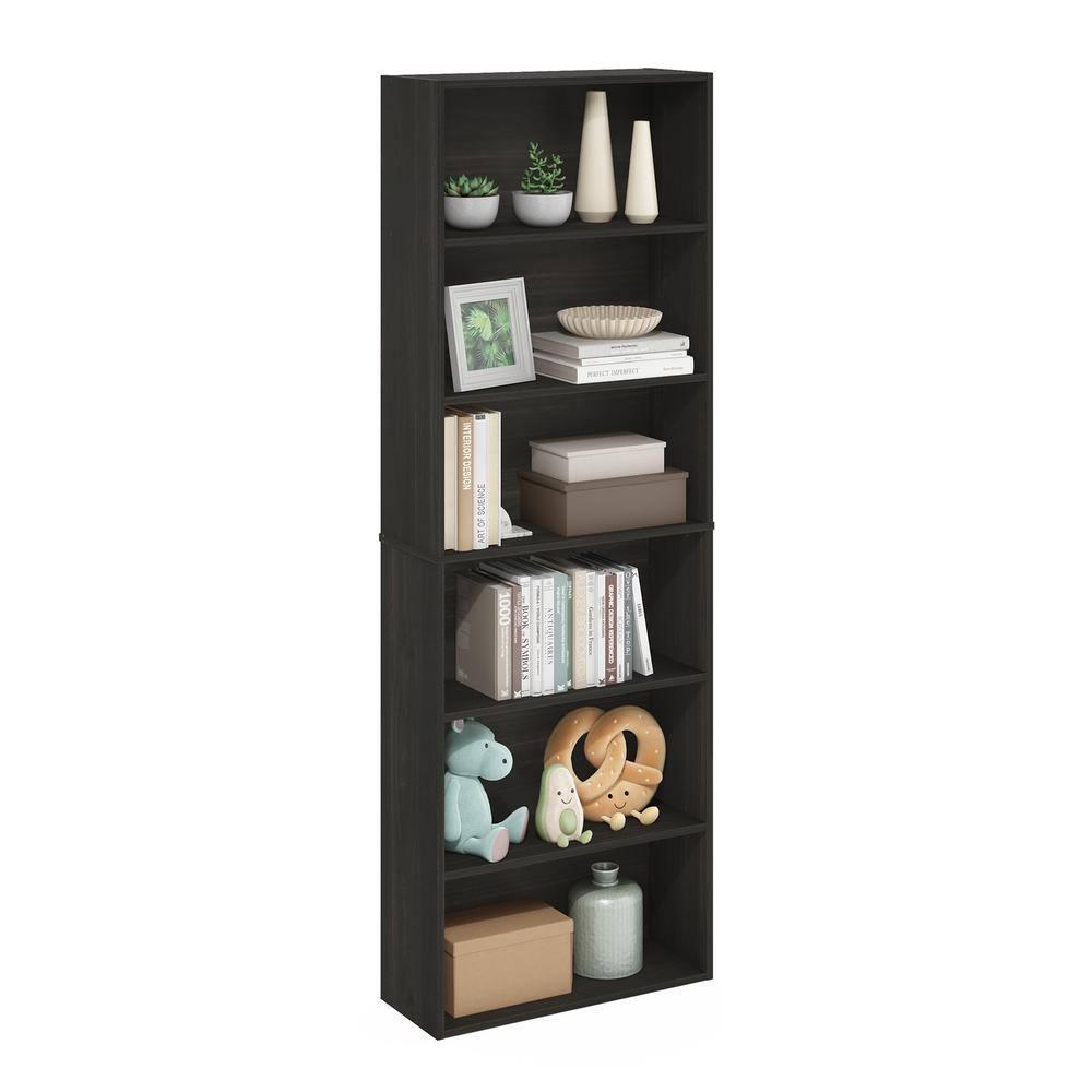 Jaya Standing 6-Tier Open Storage Bookcase, Espresso