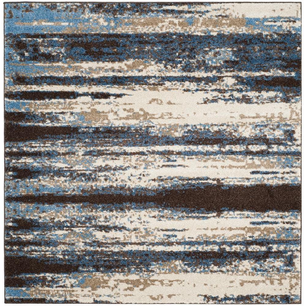 Retro RET2138 Power Loomed Indoor Area Rug - Cream/Blue - 6'x6' - Safavieh.