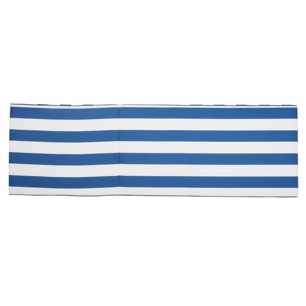 Newport Lounge Chair - Outdoor - PAT7022 - Natural/Royal Blue Striped -Safavieh