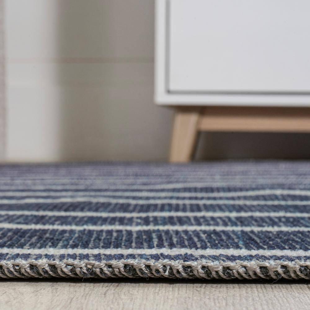 5' x 8' Rand Distressed Ticking Stripe Machine-Washable Area Rug, Navy/Ivory - JONATHAN Y