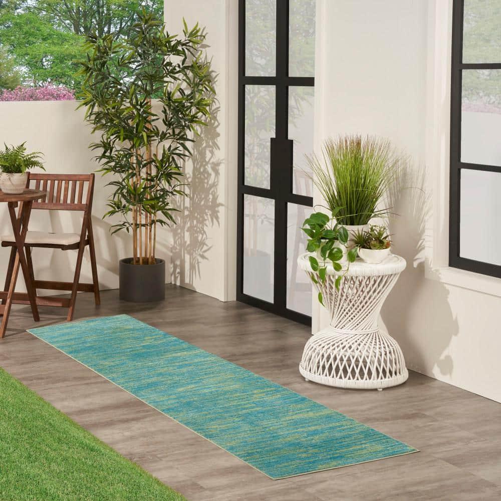 Nourison Nourison Essentials NRE01 Indoor/outdoor Area Rug - Blue Green 2'2" x 7'6"