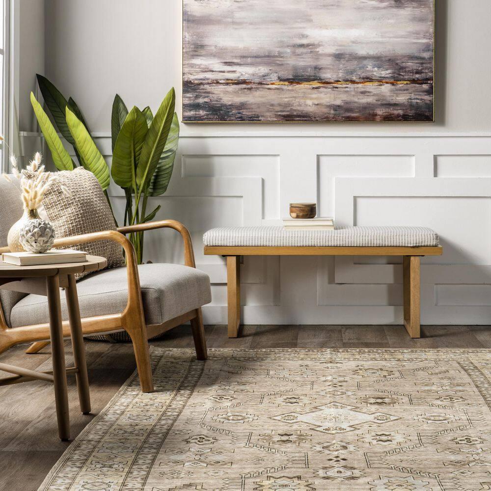 Nuloom Alecia Persian Machine Washable Indoor Area Rug, 5' x 8', Beige
