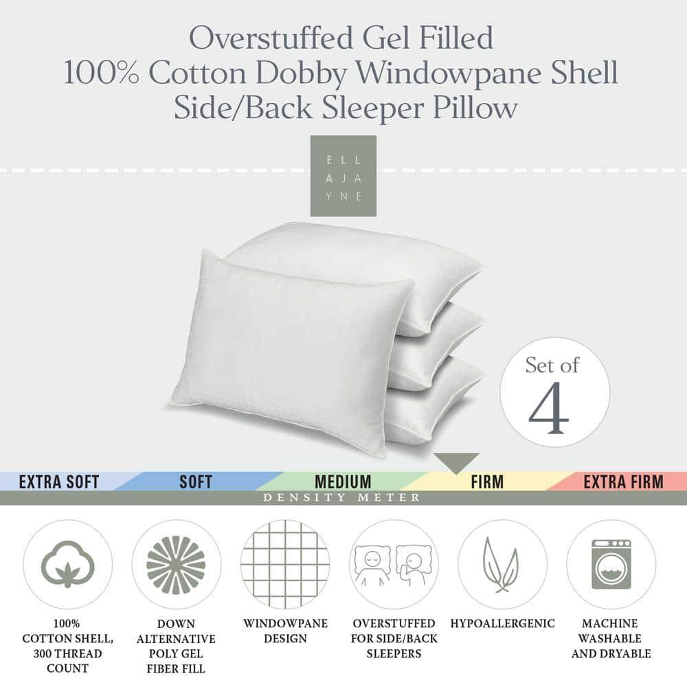 Ella Jayne 100% Cotton Dobby-Box Shell Firm Back/Side Sleeper Down Alternative Pillow, Set of 4 - King