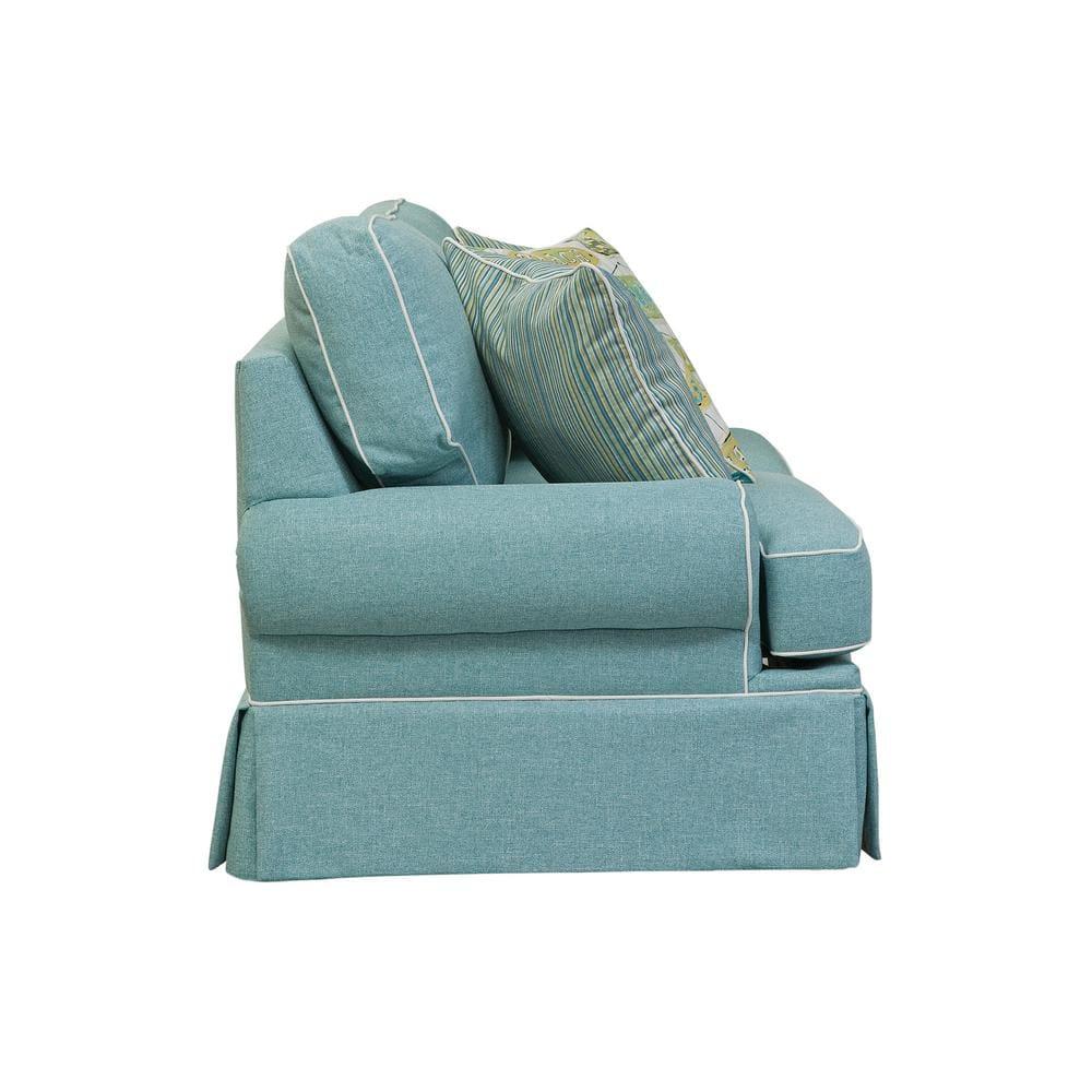 American Furniture Classics Model 8-020-S275A Coastal Aqua Series Loveseat with Four Accent Pillows