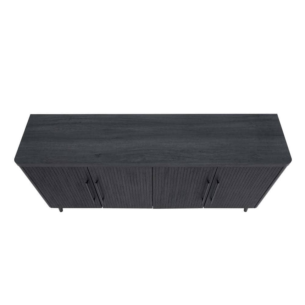 Manhattan Comfort Jodie 65" Mid-Century Modern Sideboard with 8 Adjustable Shelves in Charcoal Gray