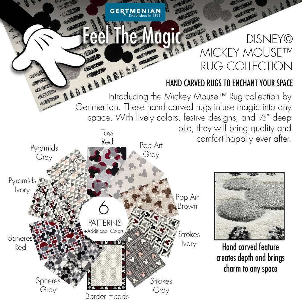 Disney Bravo Mickey Mouse Minnie Pyramids Modern Geometric Ivory/ Black/ Red Area Rug