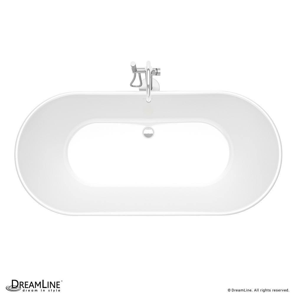 Infinity Z 67-inch White Acrylic Oval Freestanding Soaking Bathtub