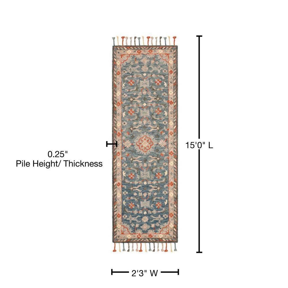 Aspen APN123 Hand Tufted Runner Rug - Blue/Rust - 2'3"x15' - Safavieh.