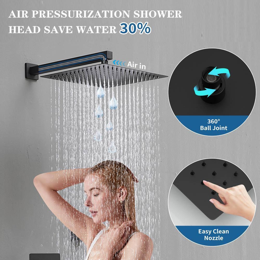 Rainfall Symphony 12inch 3-Function Dual Shower Head Thermostatic Shower System with 3 Sprays Handheld