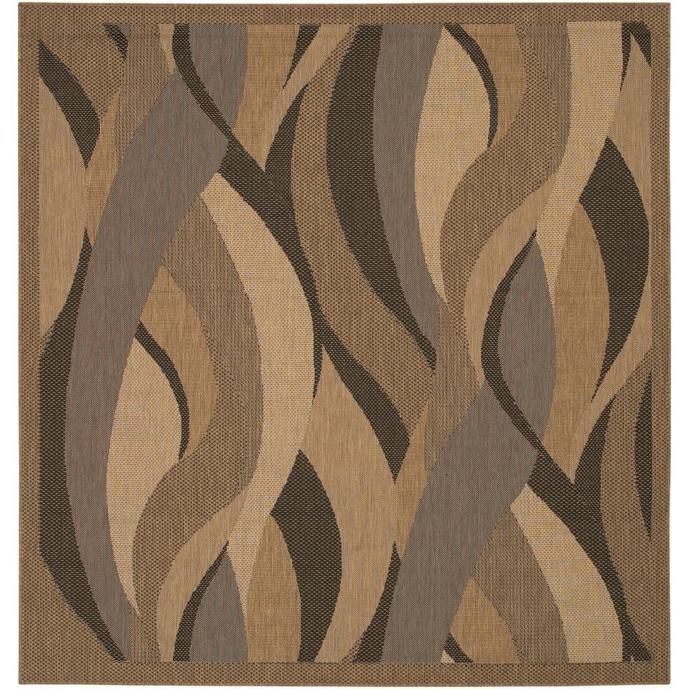 Modern Square Black Synthetic Outdoor Rug - 8'6" x 8'6"