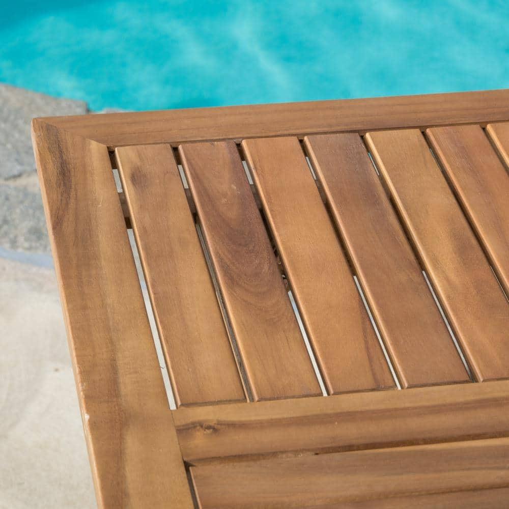 Hermosa 5pc Acacia Wood Patio Dining Set with Cushions - Teak Finish - Christopher Knight Home: Outdoor Furniture, 4 Arm Chairs & Square Table