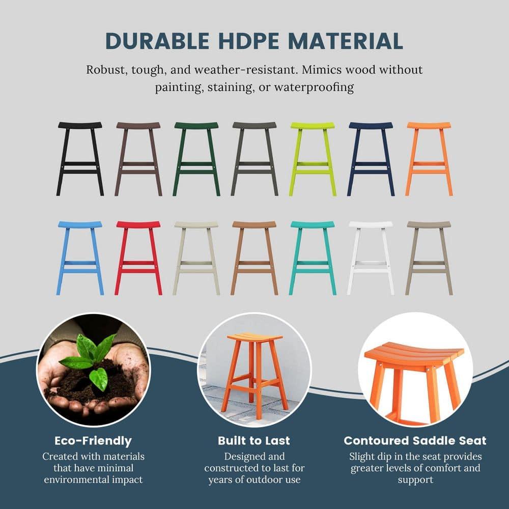 Franklin Orange 29 in. Poly HDPE Fade Resistant Outdoor Patio Saddle Seat Pub Height Bar Stool