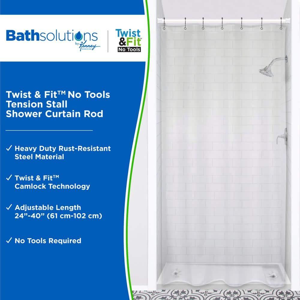 Kenney Twist & Fit Kenney Twist & Fit 24-40 Inch Adjustable Straight Stall Tension Shower Curtain Rod