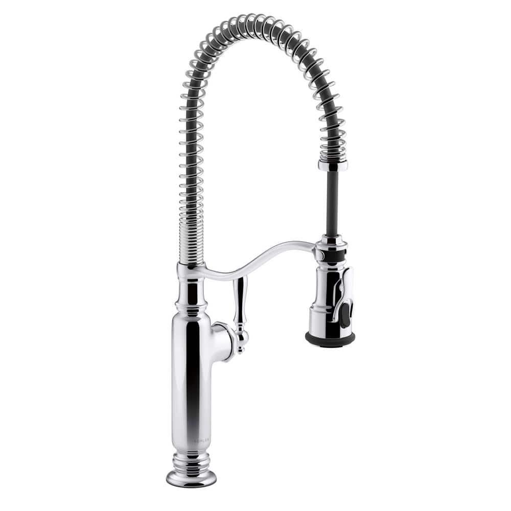 Kohler Tournant® Single Handle Semi-Professional Pre-Rinse Kitchen Faucet with Three-Function Pull Down Sprayer