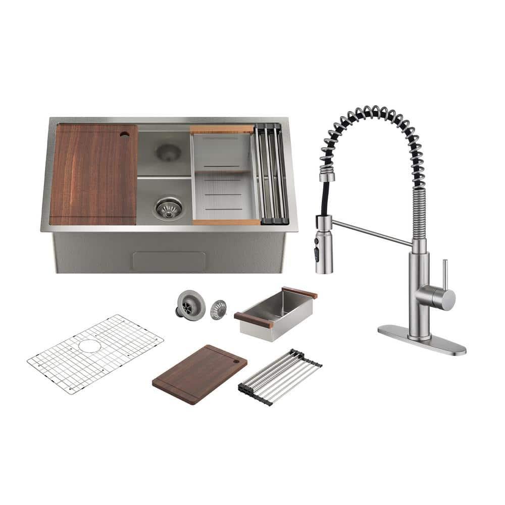 CASAINC 30" L X 19" W Single Bowl Stainless Steel Undermount Kitchen Sink With Faucet