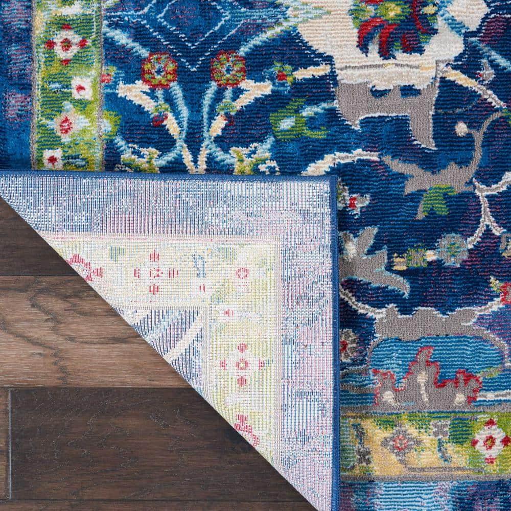 Nourison Global Vintage 7'10" x 9'10" (8' x 10') Blue Area Rug Oushak Vintage Center Medallion by Nourison