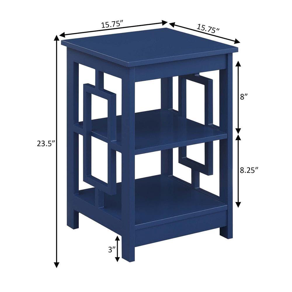 Convenience Concepts Town Square End Table with Shelves, Cobalt Blue