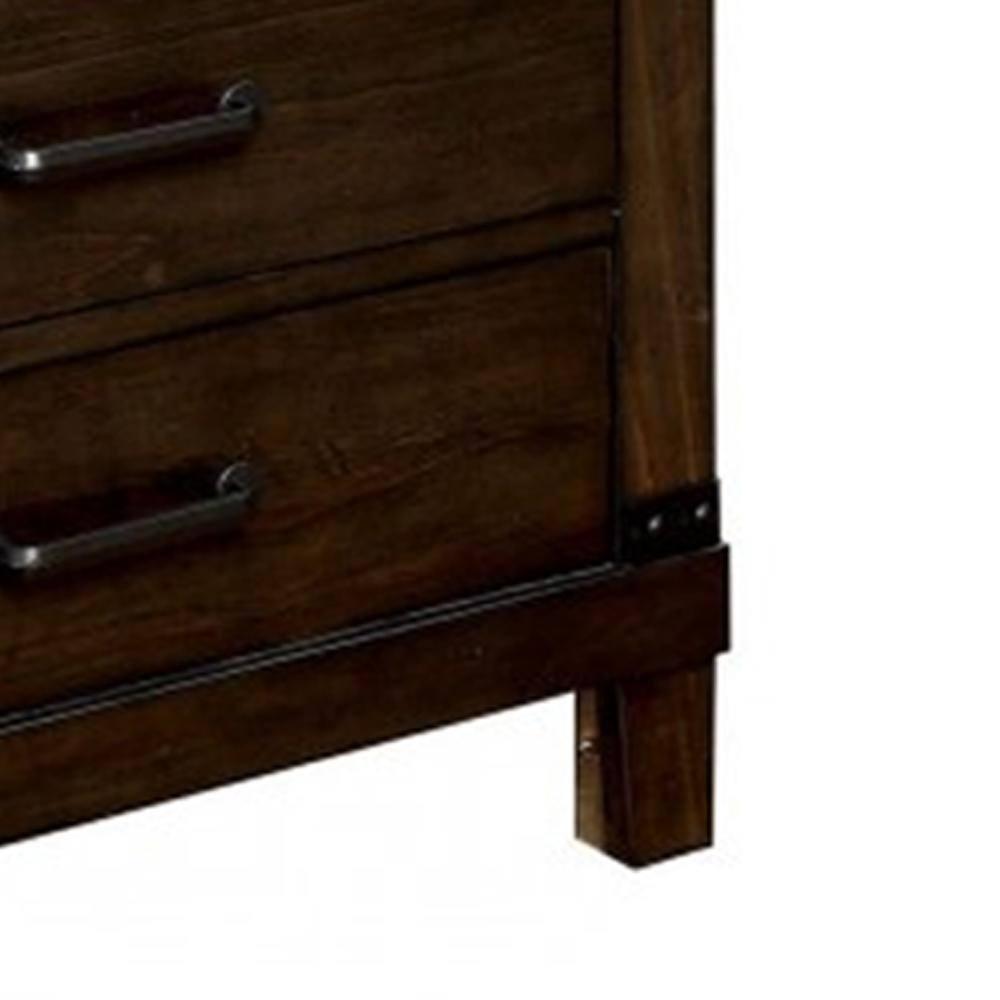Bianca Dark Walnut 3-Drawer Rustic Nightstand