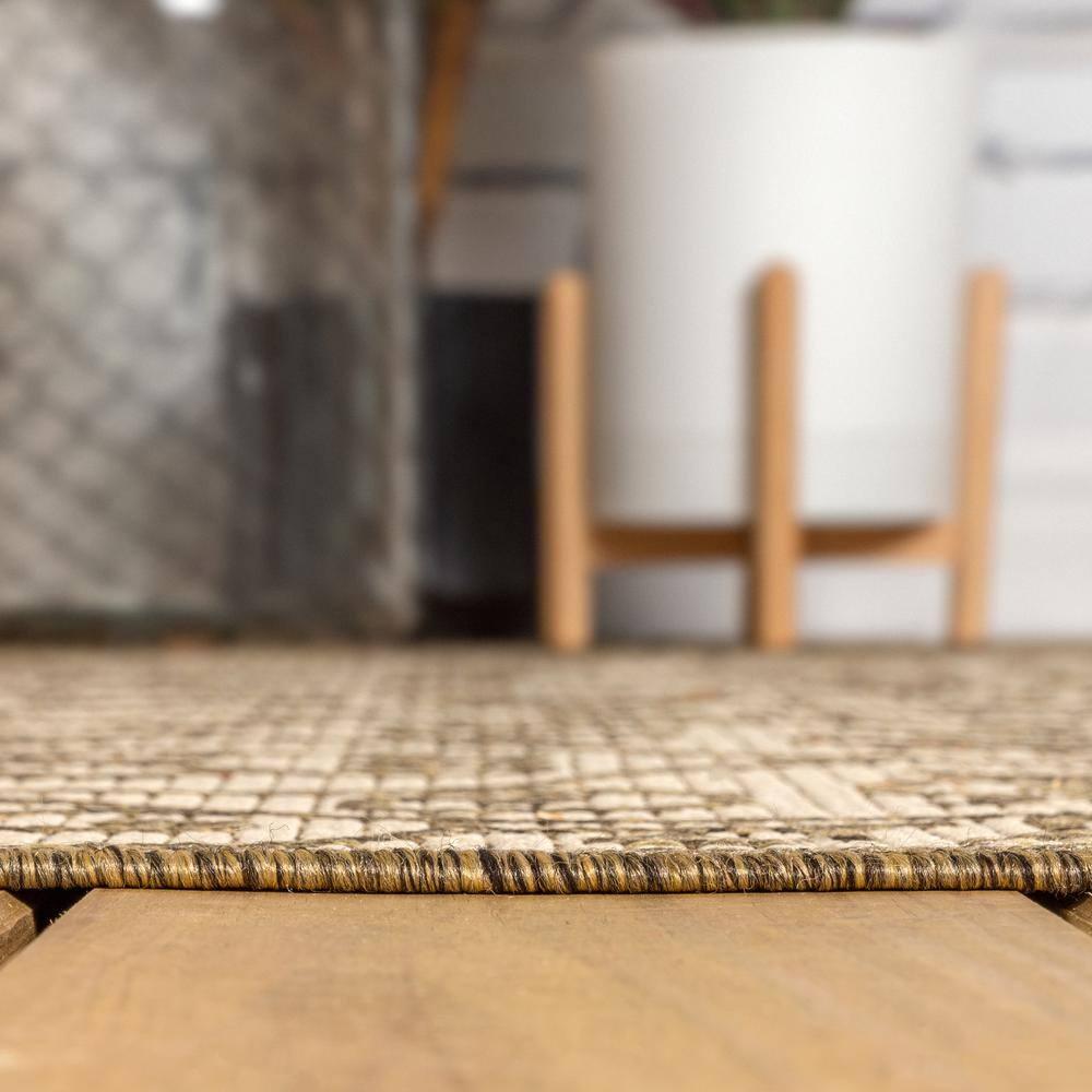 8'x10' Madrid Vintage Filigree Textured Weave Indoor/Outdoor Area Rug, Beige/Brown - JONATHAN Y