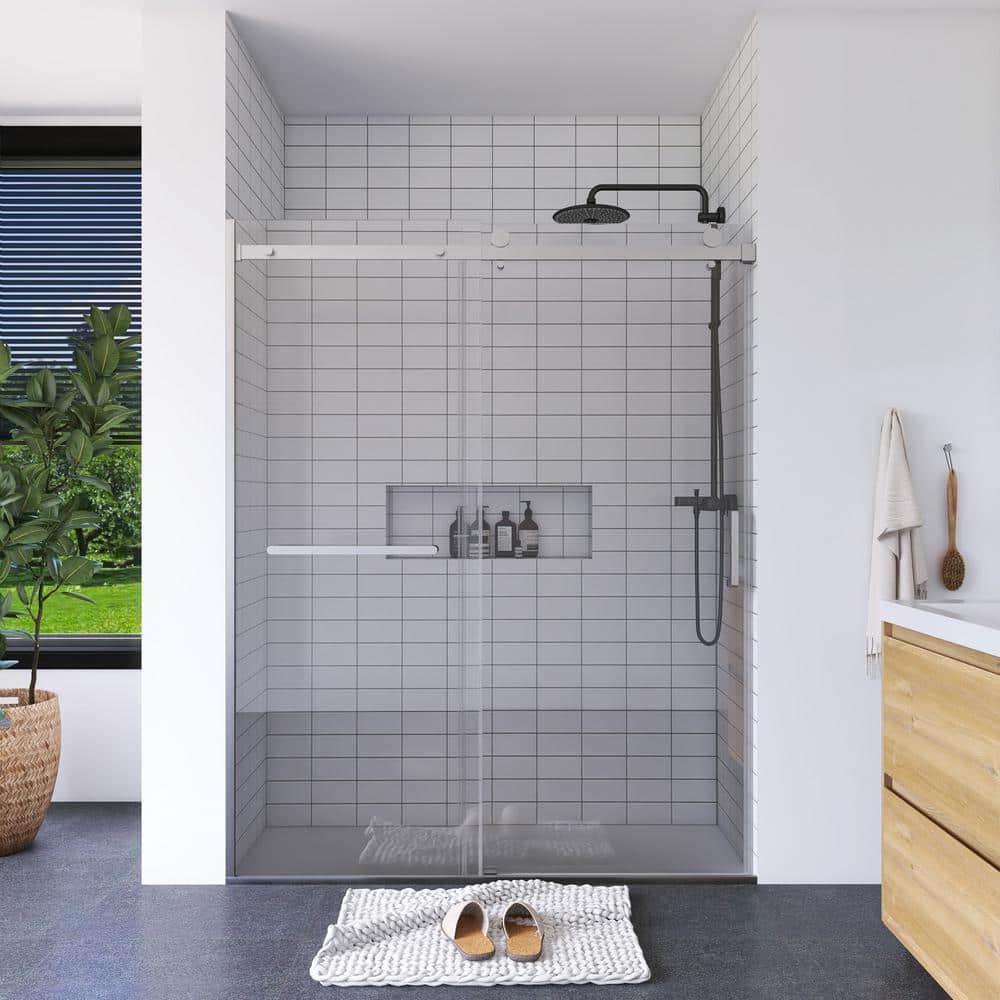 56"-60 ‘W x 75’ Aluminum Framed Single Slide Design Shower Door