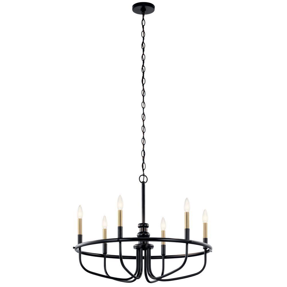 Capitol Hill Modern Black 6-Light Chandelier with Candle Sleeves