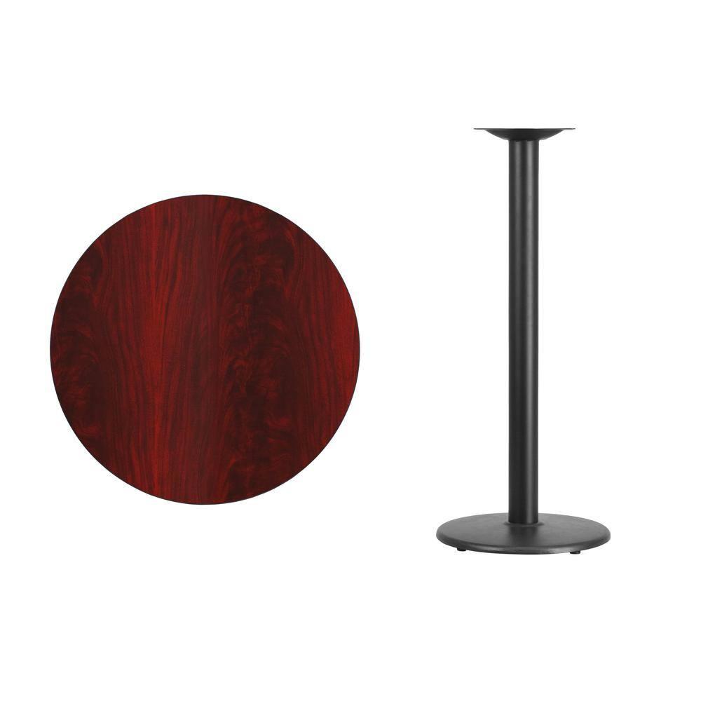 Flash Furniture Carrus 24'' Round Laminate Table Top with 18'' Round Bar Height Table Base