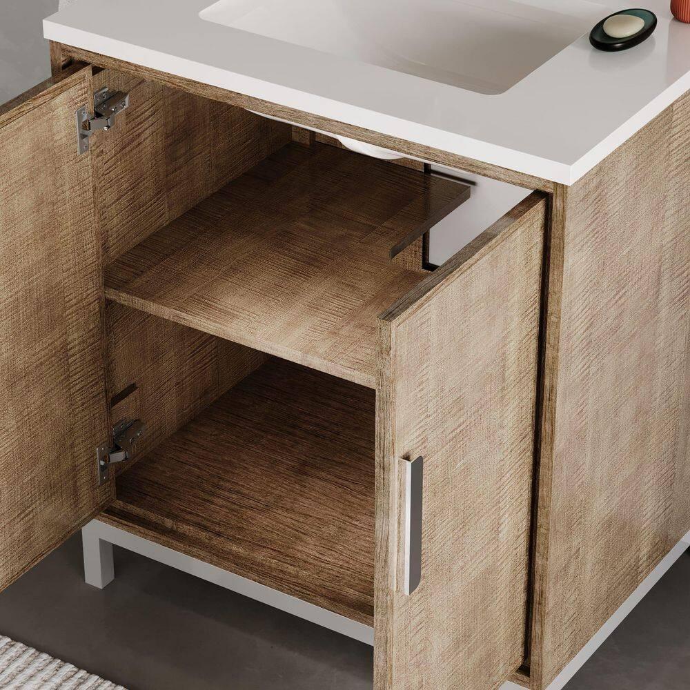 Westin 30" Lustrous Walnut Freestanding Bathroom Vanity with Quartz Top