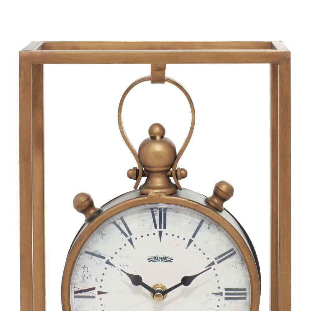 Alcott Hill® Canete Traditional Roman Numeral Metal Quartz Movement / Crystal Tabletop Clock in Brass