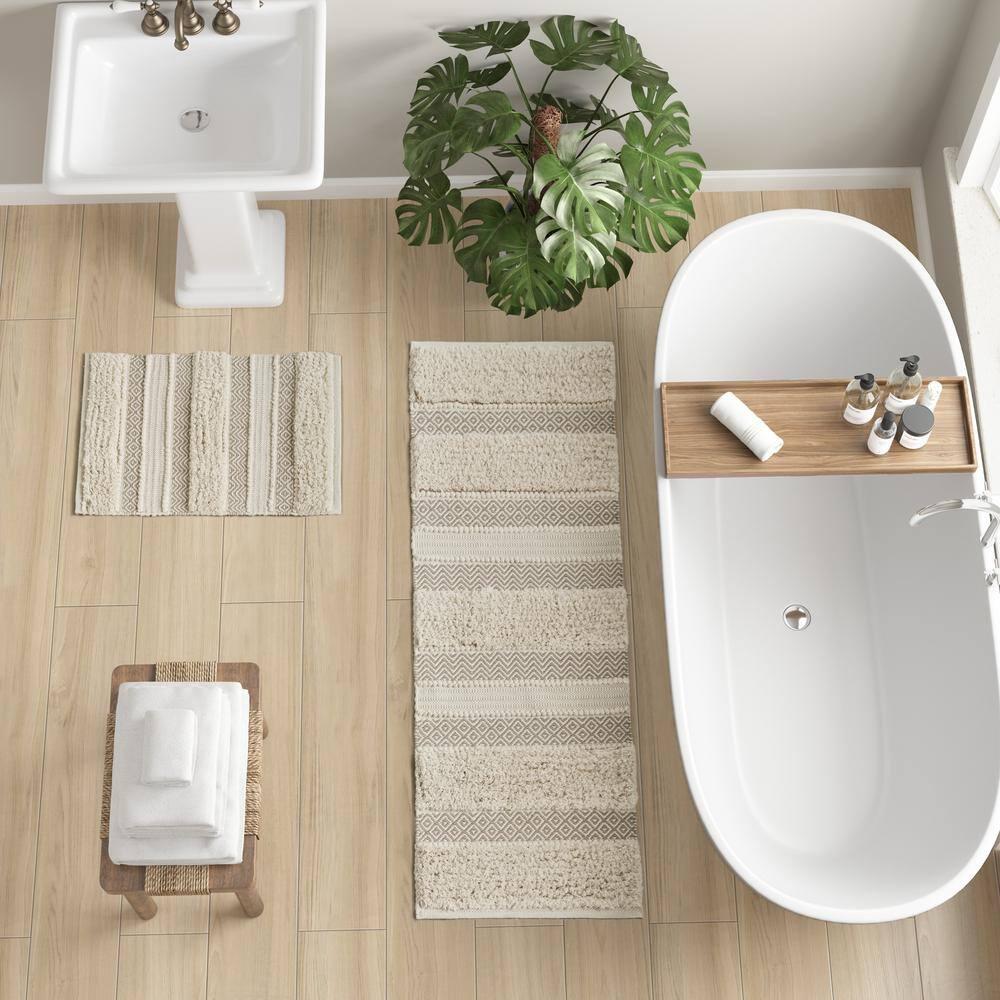 INK+IVY Asher Cotton Blend Bath Rug with Non-Slip Backing
