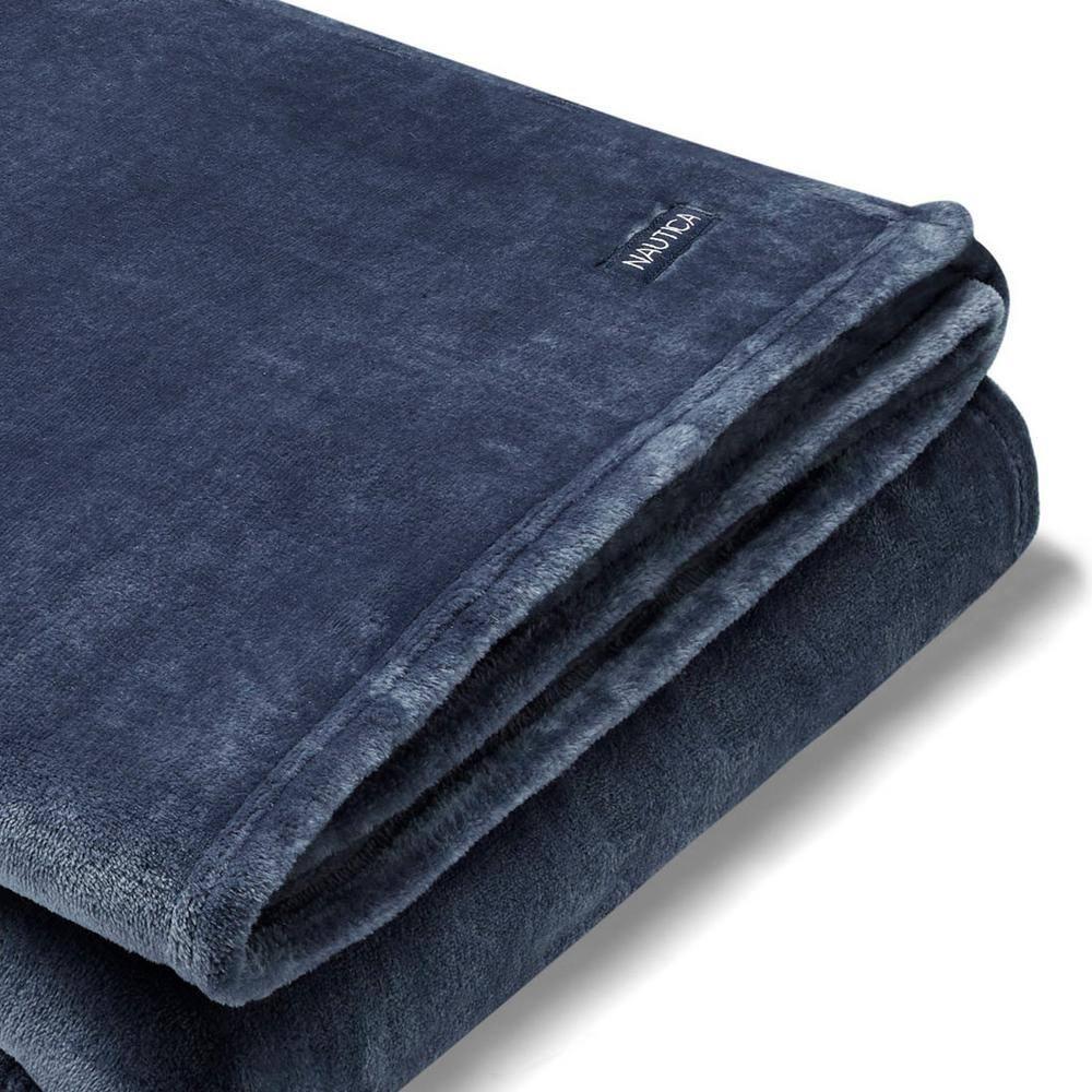 Nautica Solid Ultra Soft Plush Fleece Blanket