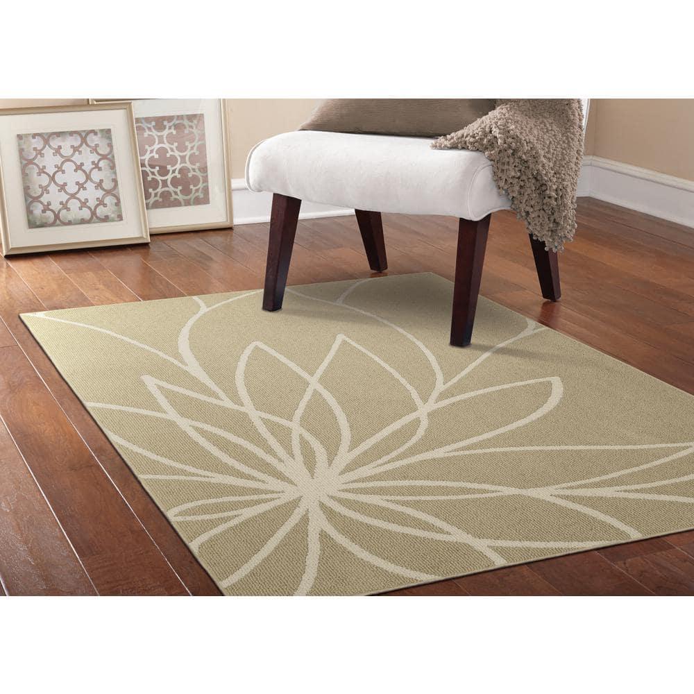 Garland Rug Grand Floral Tan/Ivory Indoor Area Rug, 5' x 7'