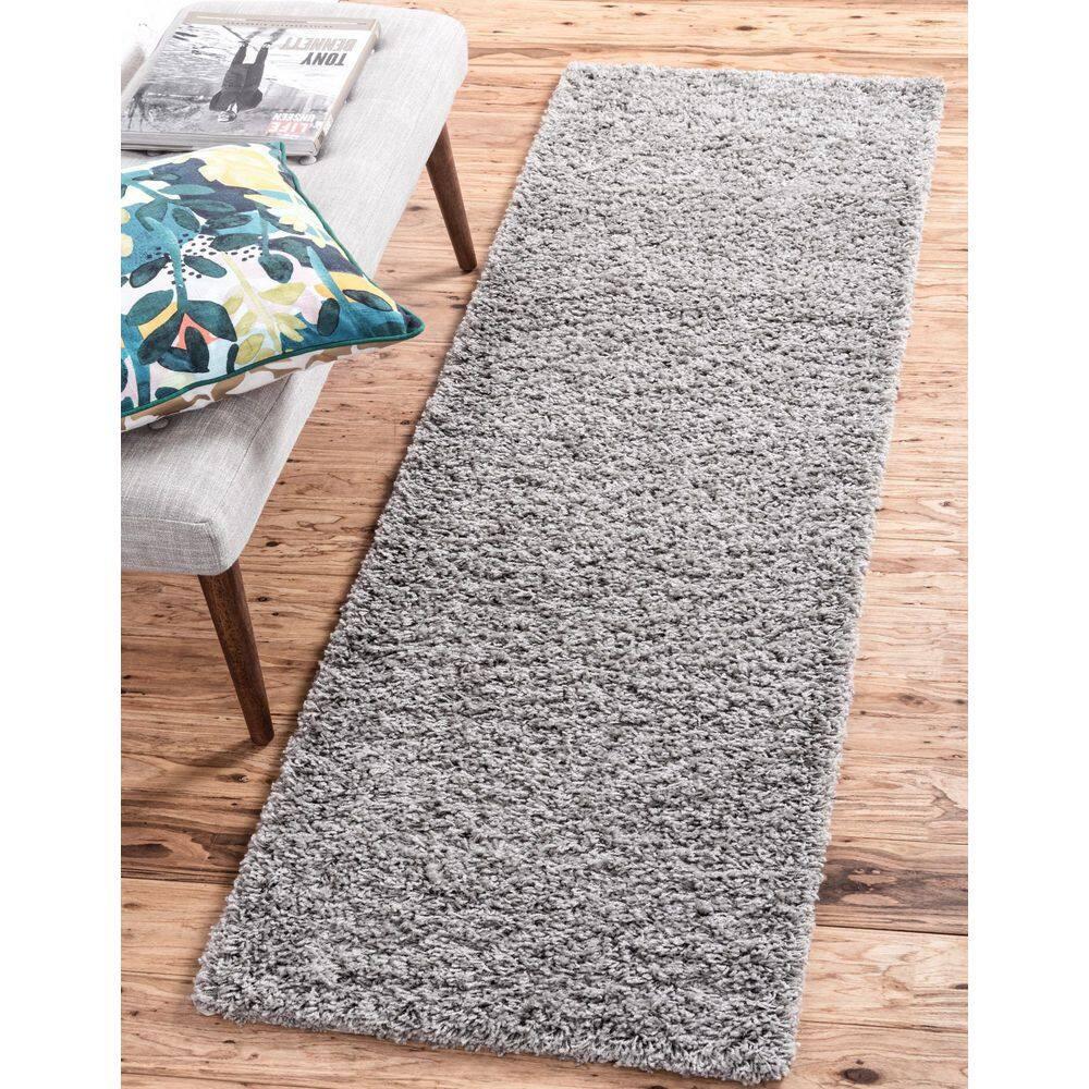 Unique Loom 2' 7 x 10' 0 Solid Shag Cloud Gray Area Rug