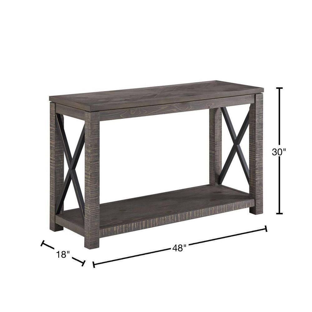 Dexter Sofa Table Distressed Gray - Steve Silver Co.: Rustic Style, Metal X Motif, Bottom Shelf