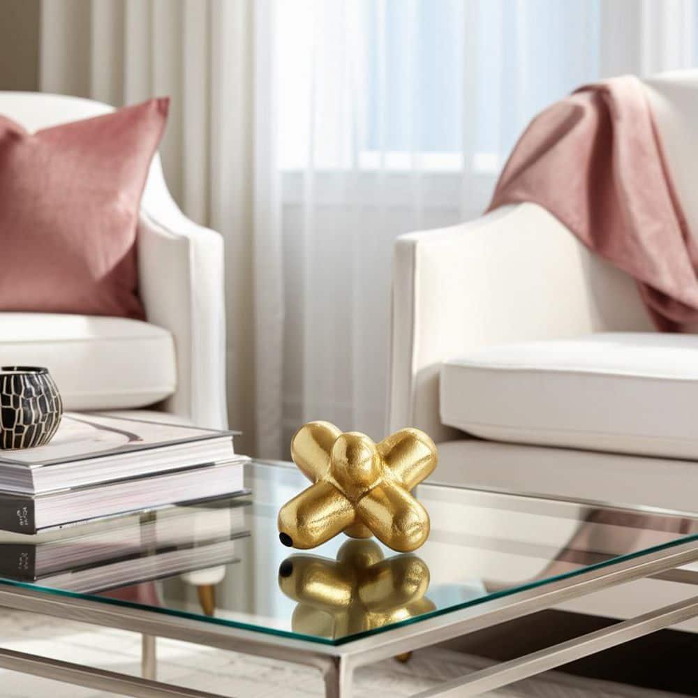 Sagebrook Home 8" Metal Geometric Orb in Gold - Aluminum Abstract Home Decor Ornament For Table, Shelf, Mantle Decor - Creative Gift Idea