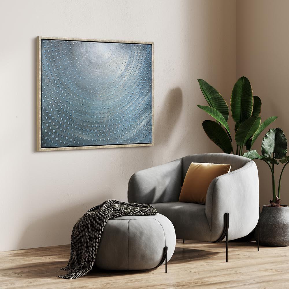 Empire Art Direct Cosmic Swirl Textured Metallic Hand Painted Blue Framed Canvas Wall Art