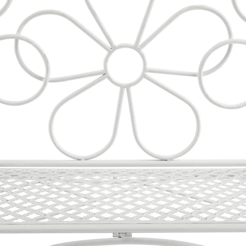 36" x 45" Daisy Metal Garden Bench White - Alpine Corporation