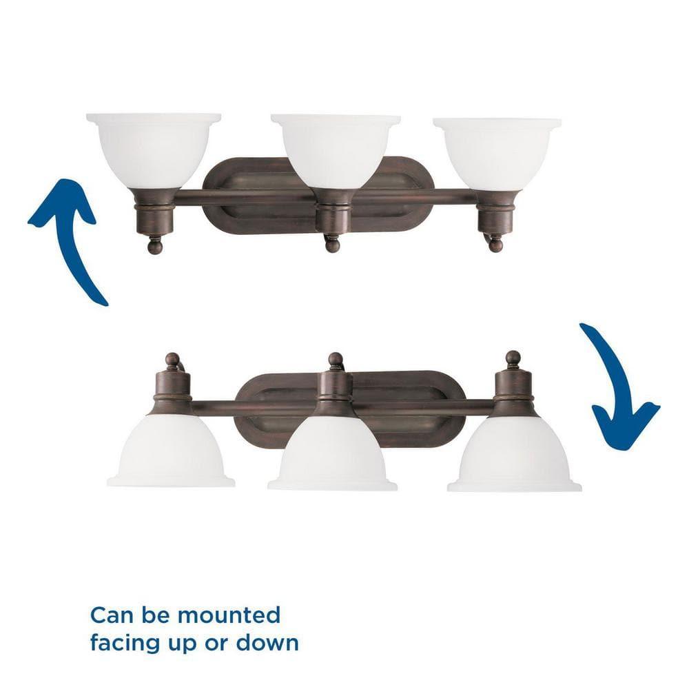 Progress Lighting Madison 3-Light Wall Bracket, Antique Bronze, White Etched Glass