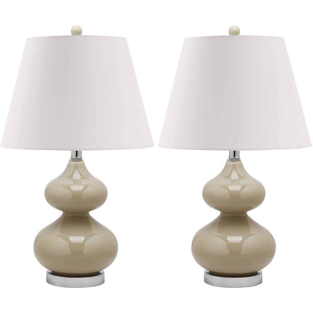 Eva Double Gourd Table Lamp (Set of 2) - 24 Inch Height - LIT4086 - Taupe - Safavieh