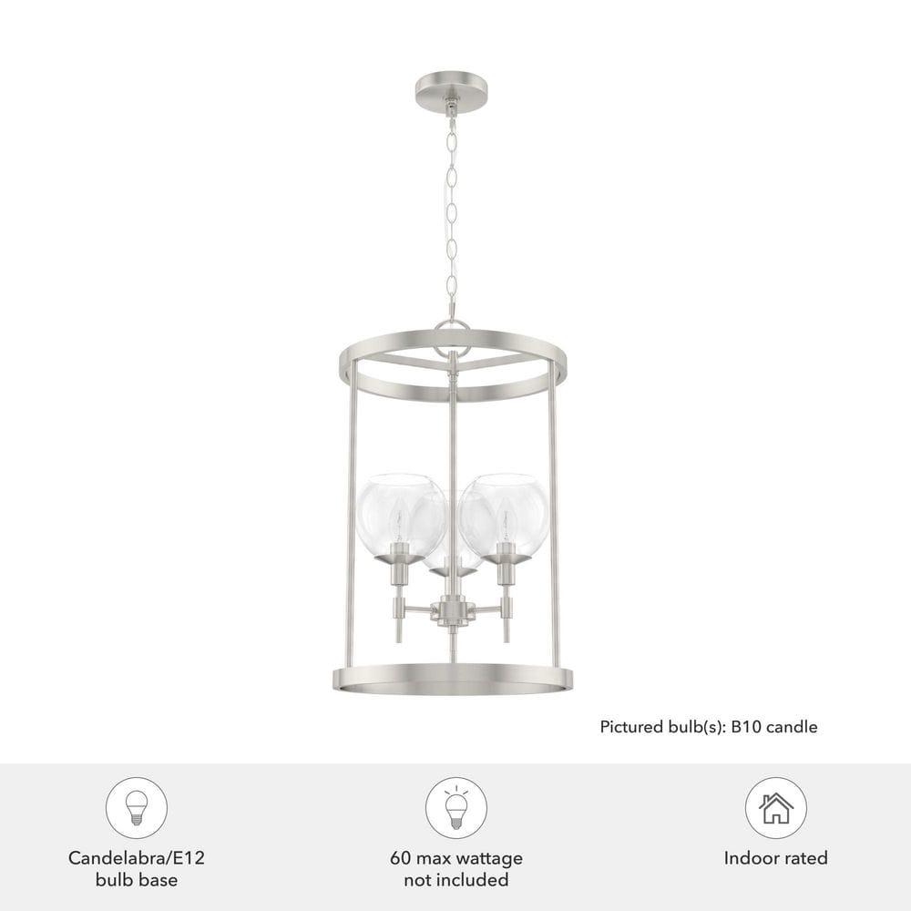 Hunter - Xidane 3-light Brushed Nickel, Medium Size Pendant Light, Dimmable, Mid Century Modern Style, Cylinder Shaped, for Bedrooms, Kitchens, Dining, Living Rooms - 19750