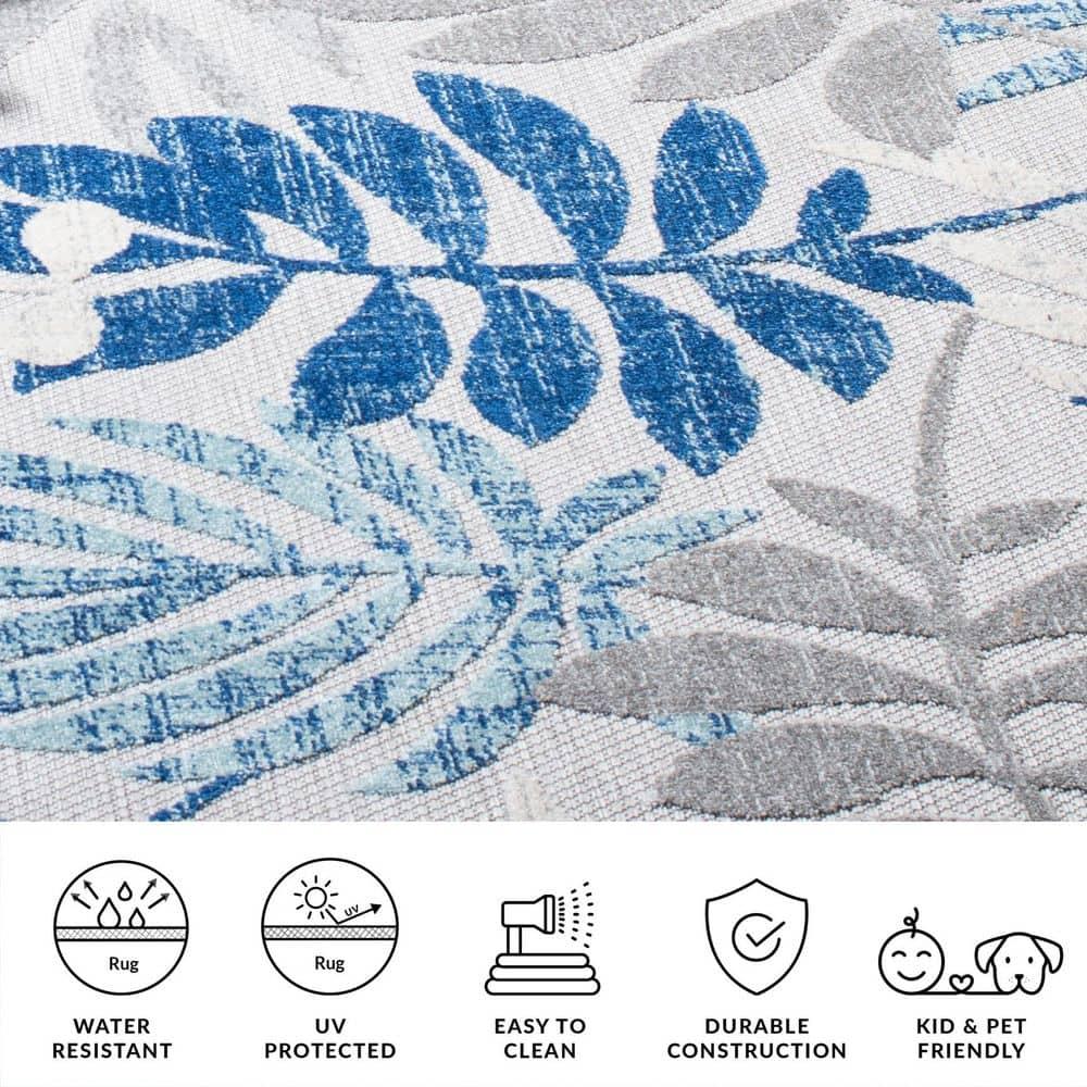 Cabana CBN814 Power Loomed Indoor and Outdoor Area Rug - Grey/Blue - 6'7"x6'7" - Safavieh.