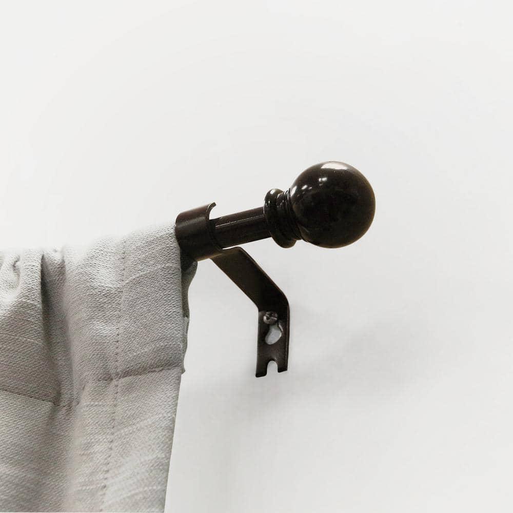 Lumi Home Furnishings 48"-84" Ball Curtain Rod - Brown: Adjustable Plastic Rod, Single, Painted Finish, 1 Year Warranty