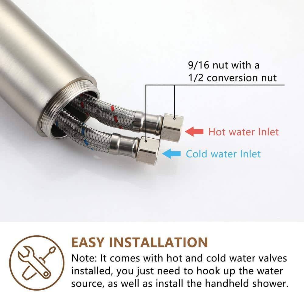 CASAINC KCLT0054-BN Single Handle Freestanding Bathtub Faucet with Diverter and Handshower