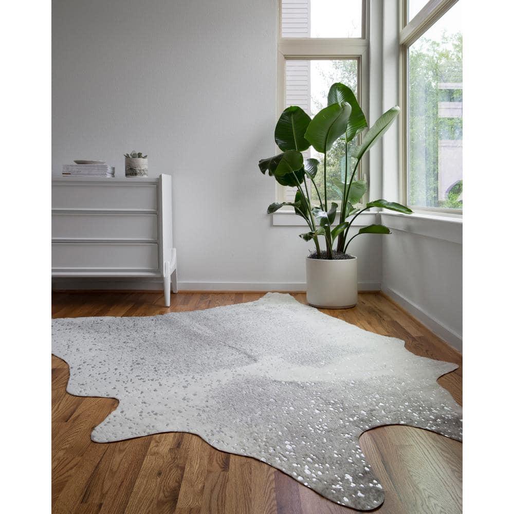 Loloi II Bryce Faux Cowhide Grey / Silver Area Rug