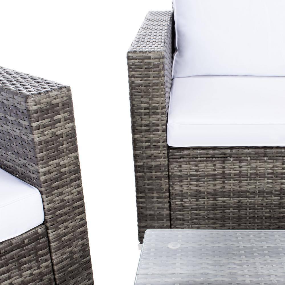 Machie 4Pc Living Set - Indoor/Outdoor - PAT7508 - Grey Brown/White - Safavieh